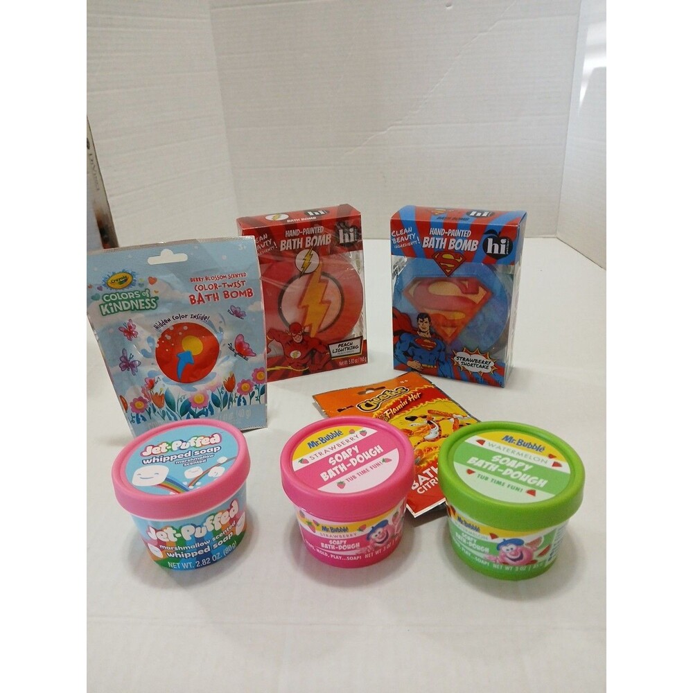 Assortment Lot Of 7 Miscellaneous Bath Dough, Large Bath Bombs,